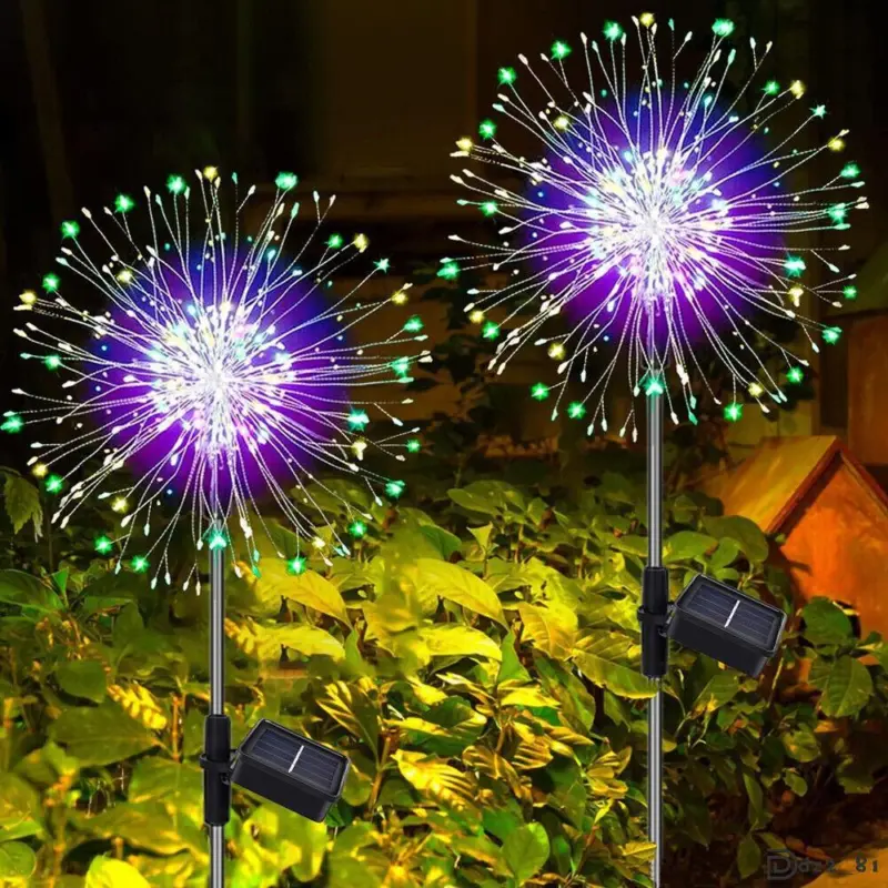 2pcs Solar Lights Outdoor Garden LED Solar Powered Firework Light Lamp DIY UK