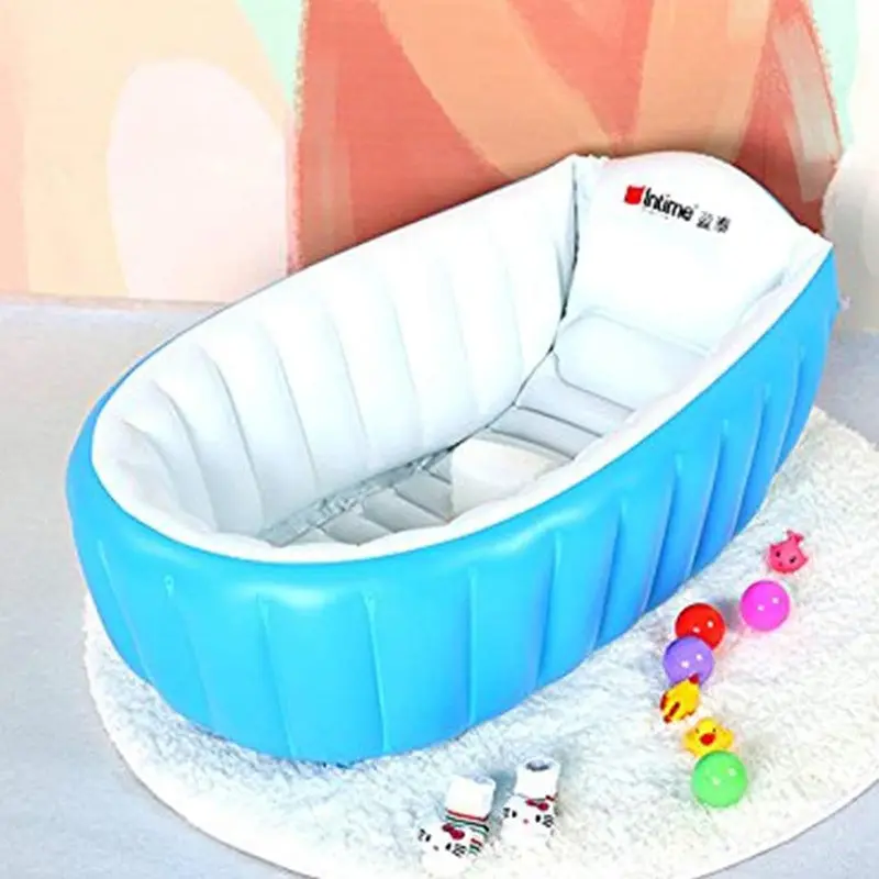 Locisne Baby Soft Foldable Travel Air Shower Bathtub, Children Inflatable Anti-Slippery Swimming Pool Basin Seat Baths Big Size(for 0-3 Years) + Air Pump 7