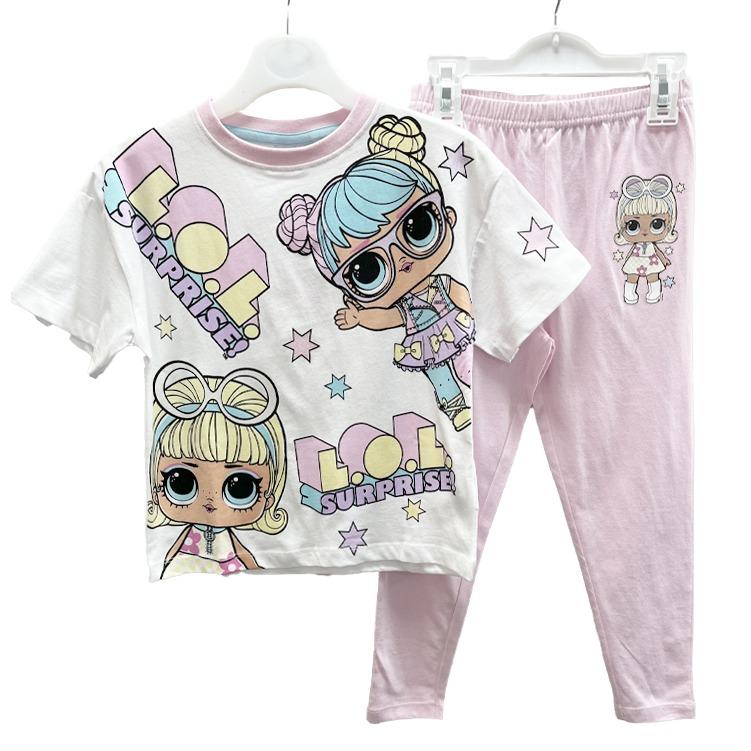 Girls Lol Doll Surprise Pink and White Short Sleeved Pyjama Set 0