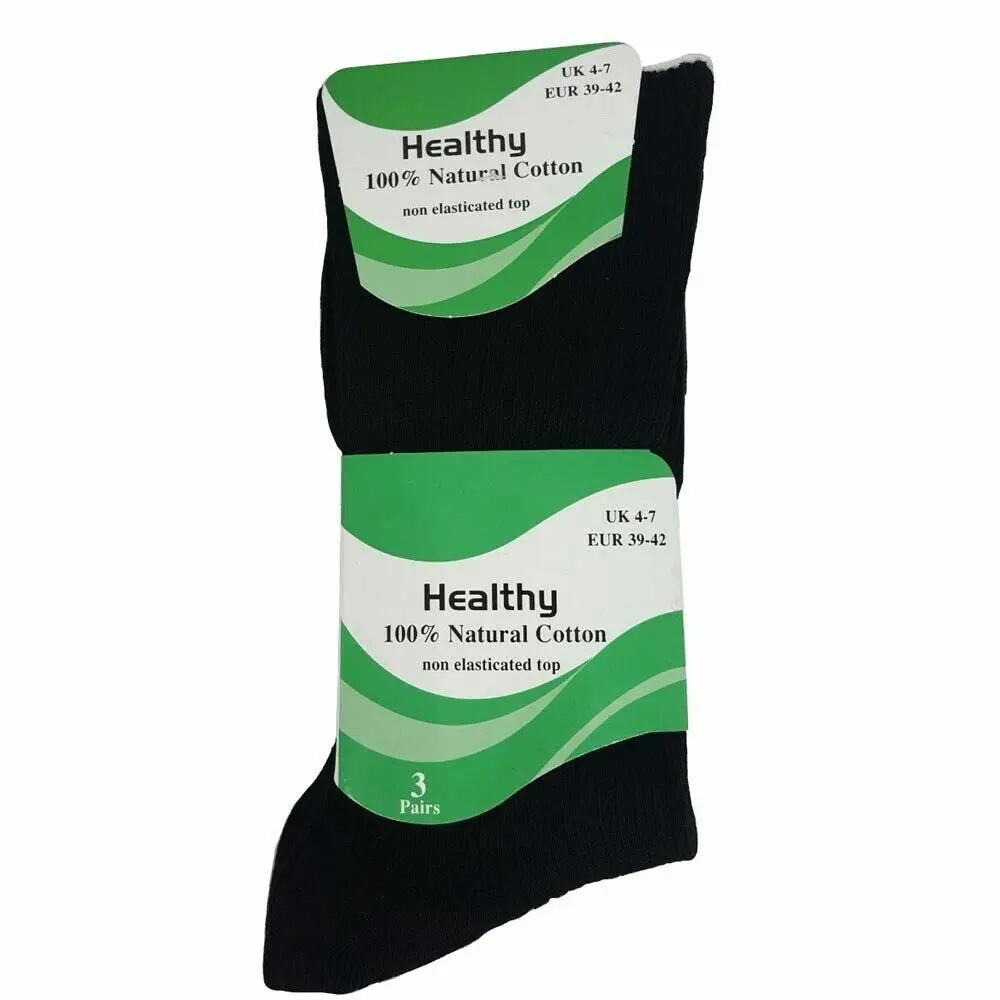 Ladies Non Elastic 100% Natural Cotton Healthy Socks UK 4-7