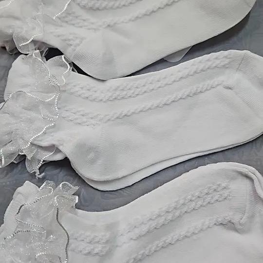 3 set white socks for toddler girls 2