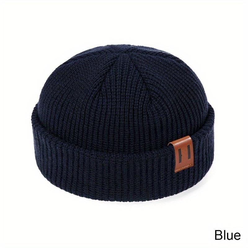 1PC Men Women Fashion Winter Knitted Beanie Hat Unisex Cap Hip-hop Cuffed Short Cap Bonnet Warm Ribbed Fisherman Docker Hats 8