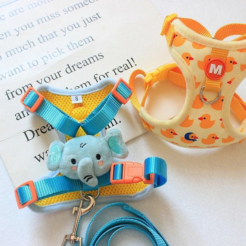 Adjustable French Bulldog Pet Neck Collar for Dogs - Animal Print Puppy Harness Polyester Vest - Dog Leash 5