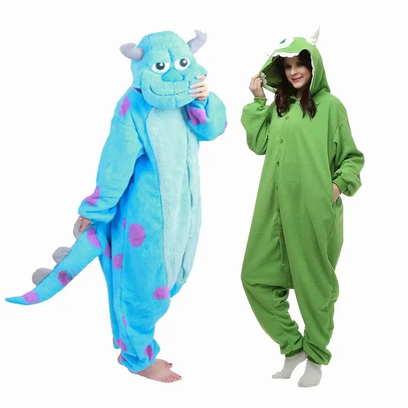 Monsters Onesie Pajamas For Women Men Adult Animal Halloween Pyjamas Cartoon Homewear Cosplay Costume 2XL 3XL