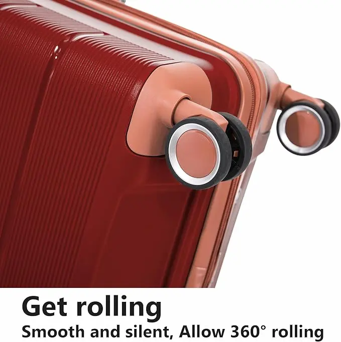 Charkhah London Red Hard Shell Luggage Set with TSA Lock & Spinner Wheels - 3-Piece for Men and Women 5