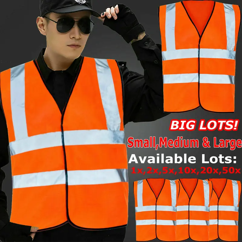 Hi Vis High Viz Visibility Vest Waistcoat Safety Supertouch Reflective W/ Pocket Waterproof Windproof Orange/Yellow Colors Polyester 2