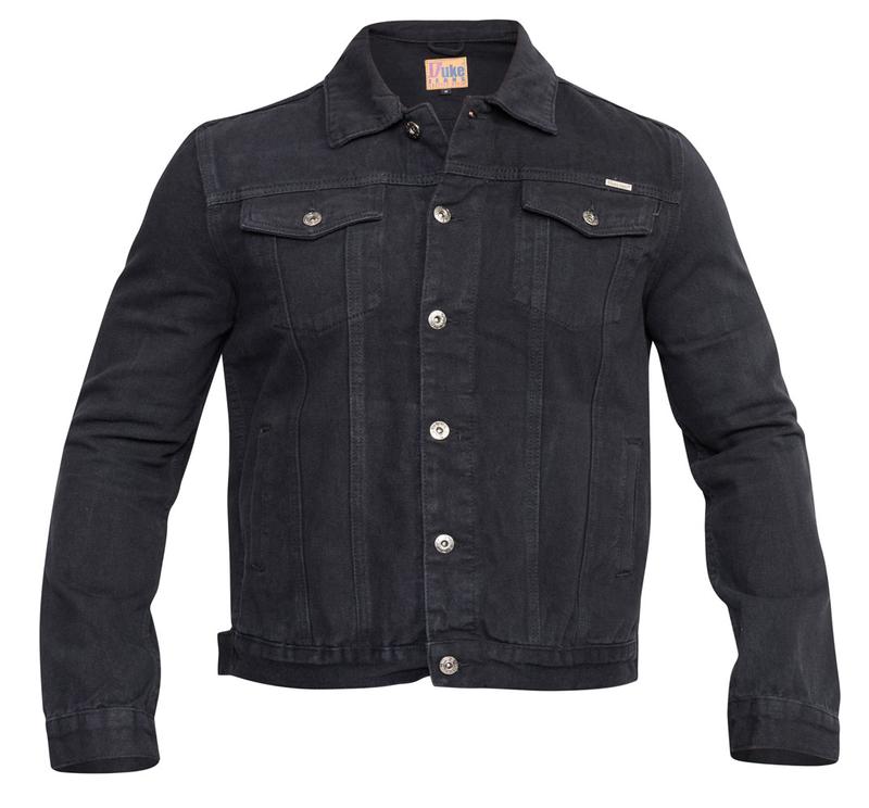 Duke Mens Denim Jacket, Western Style, Trucker Black S-XXL 1
