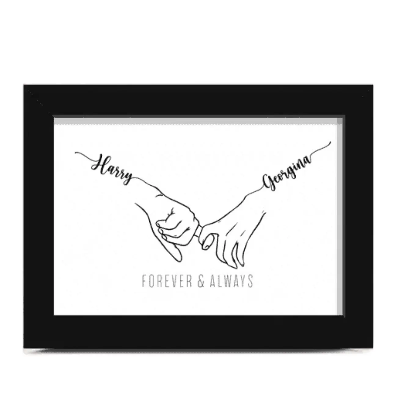 Forever and Always Personalised Photo Frame - Valentines Gift - White, Black or Wood Effect Frame - Decor Wooden