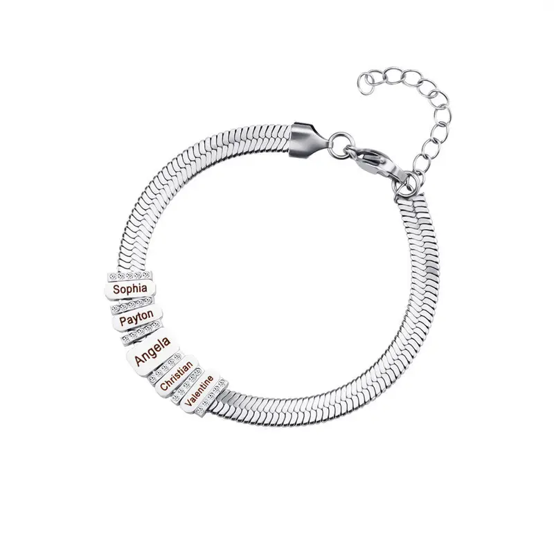 Custom Names Beaded Bracelet Stainless Steel Bracelet Personalized Bracelet Jewellry Gift For Mother Father Girlfriend Boyfriend 3