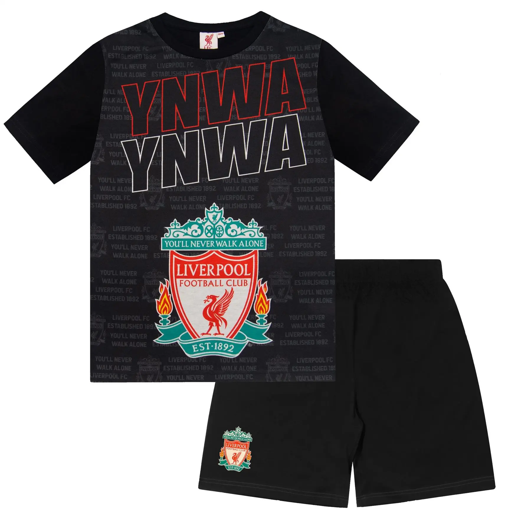 Kids Liverpool FC YNWA Short Pyjamas Black
