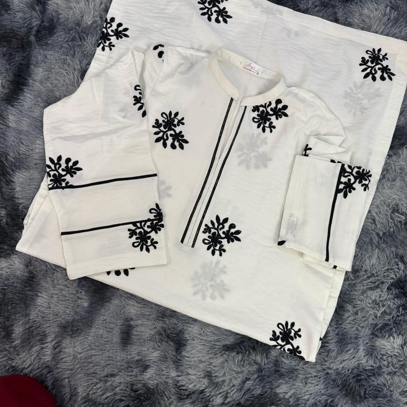 One piece White embroidered kurti Marina Fabric Large to 2XL sizes Traditional Womenswear 4