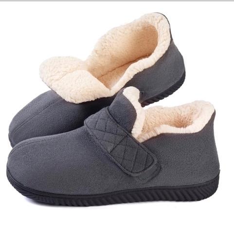 BLUE SIZE 12 - Zizor Men s Cozy Adjustable House Slipper with Memory Foam, Indoor Outdoor Toasty Fleece Shoes with Hard Sole. Comfort Footwear 4