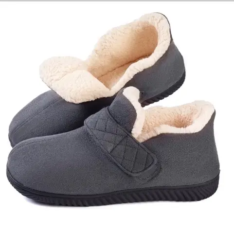 BLUE SIZE 12 - Zizor Men s Cozy Adjustable House Slipper with Memory Foam, Indoor Outdoor Toasty Fleece Shoes with Hard Sole. Comfort Footwear 4