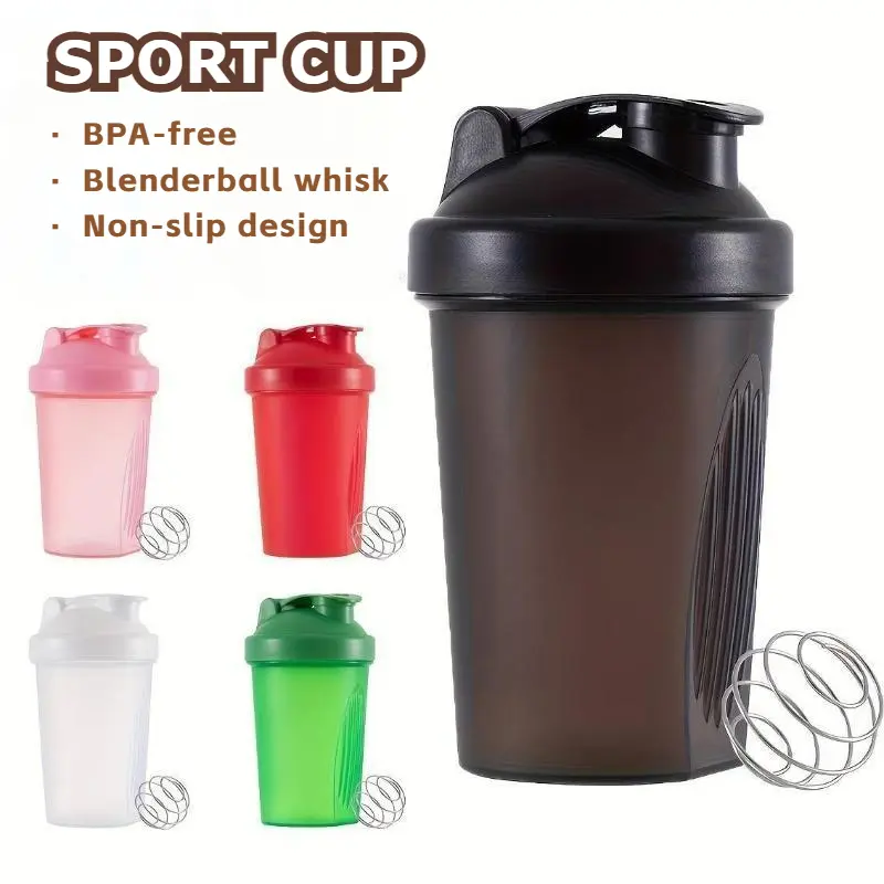 BPA-free transparent plastic cup designed for sports and fitness, Features include a built-in scale, stirring capabilities, and a shaking function for protein powder and water.