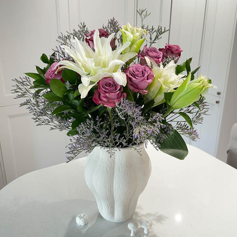 Luxury Lilac Charm Fresh Flower Bouquet with Lilac Roses and White Alstroemeria - Home, Interior, Decor, Decorative, Gift 5