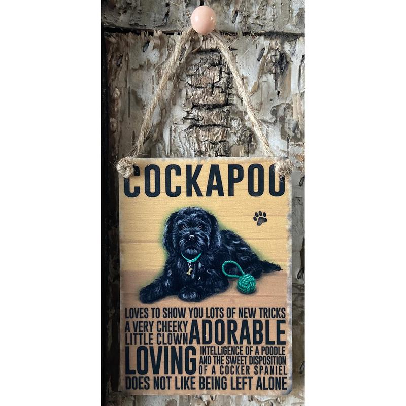 Cockapoo Sign - Mini Metal Dangler Sign - Black Cockapoo 0