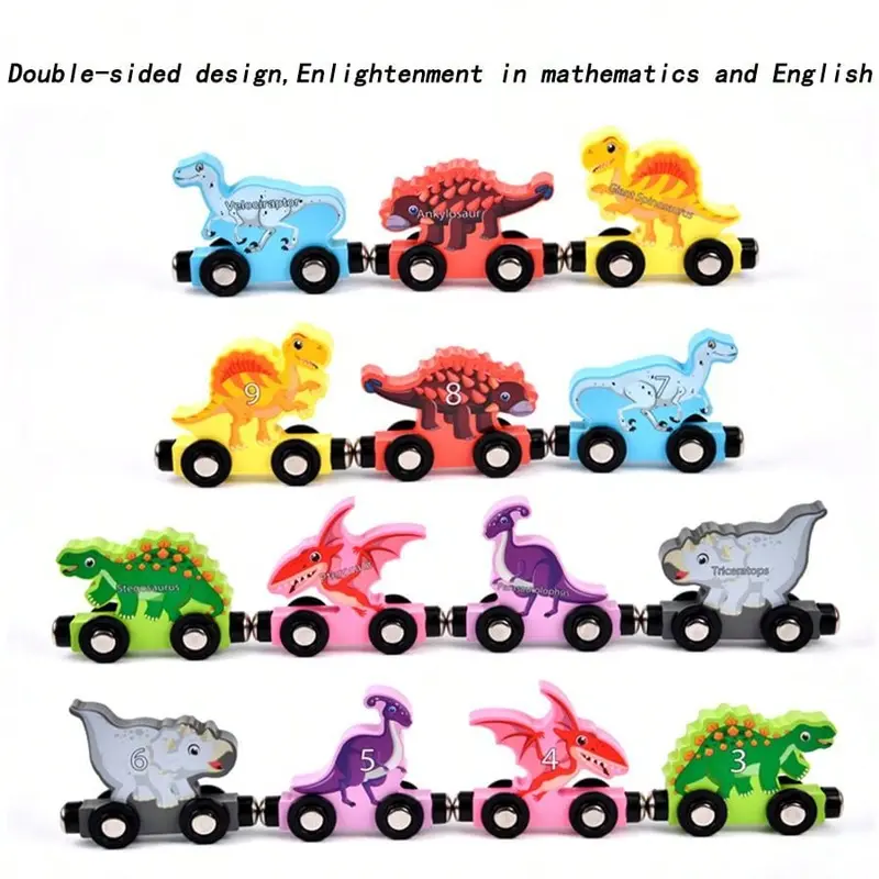 Dinosaur Train Toy, 1 Set Number Train Montessori Toy for Toddlers, Block Assembly Toy for Birthday, Birthday Gifts for Kids 1 year old girl toys early educational baby development 6
