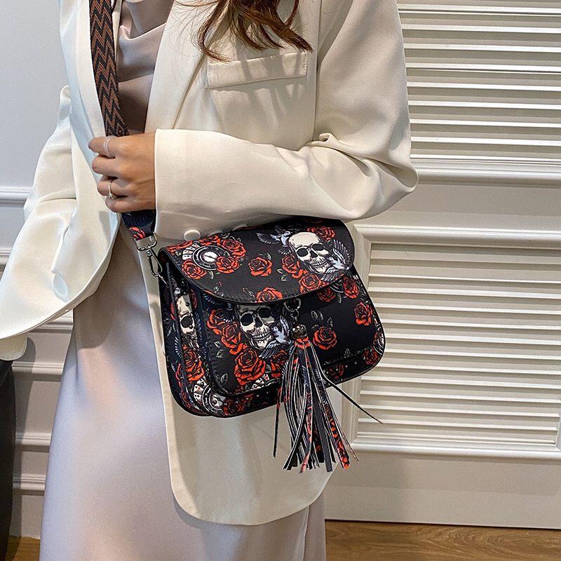 Skull & Roses Cross-body with Tassel Stud Detail & Wide Strap 2