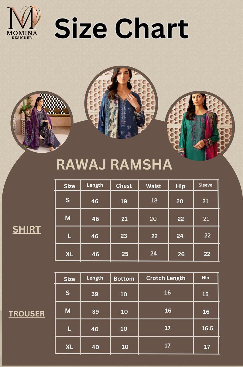 Product Introduction of | J-303| Riwaj By Ramsha 3 Piece Elegant Viscouse Embroidered Kameez With Trouser Chiffon Dress 0