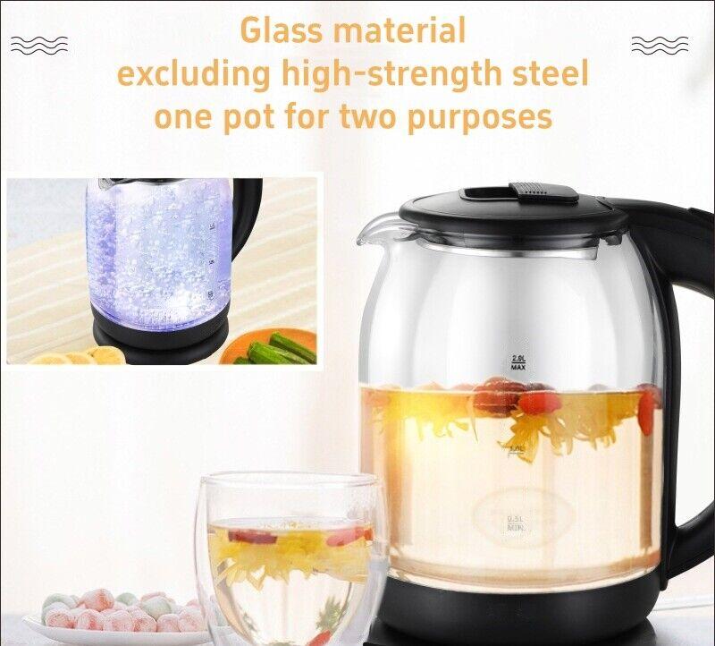 Electric Kettle 1.8L Glass 360 Black LED Illuminated Portable Jug Security UK - Household Kitchen Appliance 5