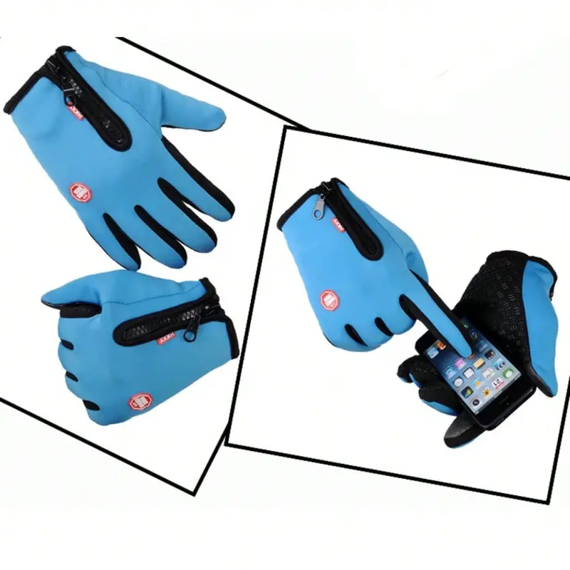 2* Pair Mens Womens Fleece Cycling Gloves Windproof Waterresistant Winter Outdoor Warm Gloves 1