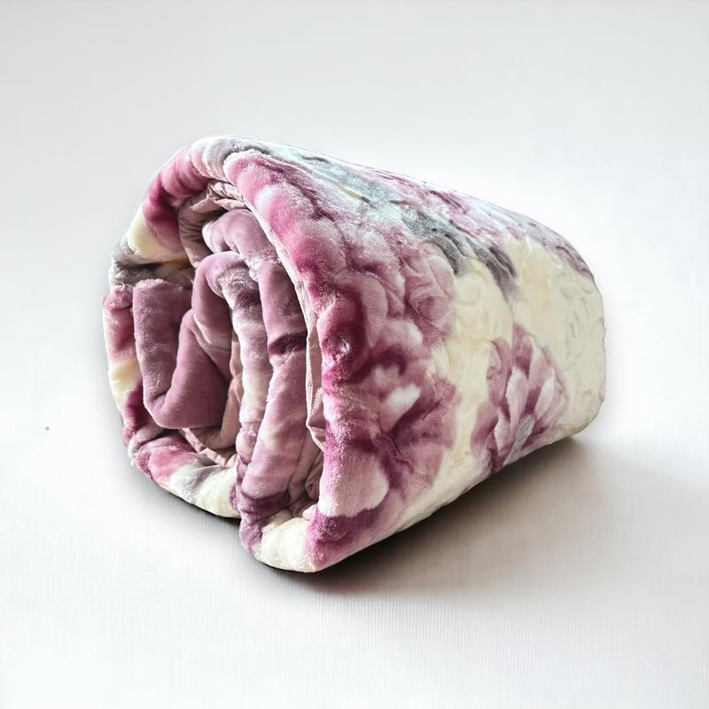 Fabcot Blanket, Floral Embossed Cloudy Mink Super Soft Blanket,King Size, Reversible FabCot Bed Blanket, 200 * 240cm, 4kg (Light Purple) 1