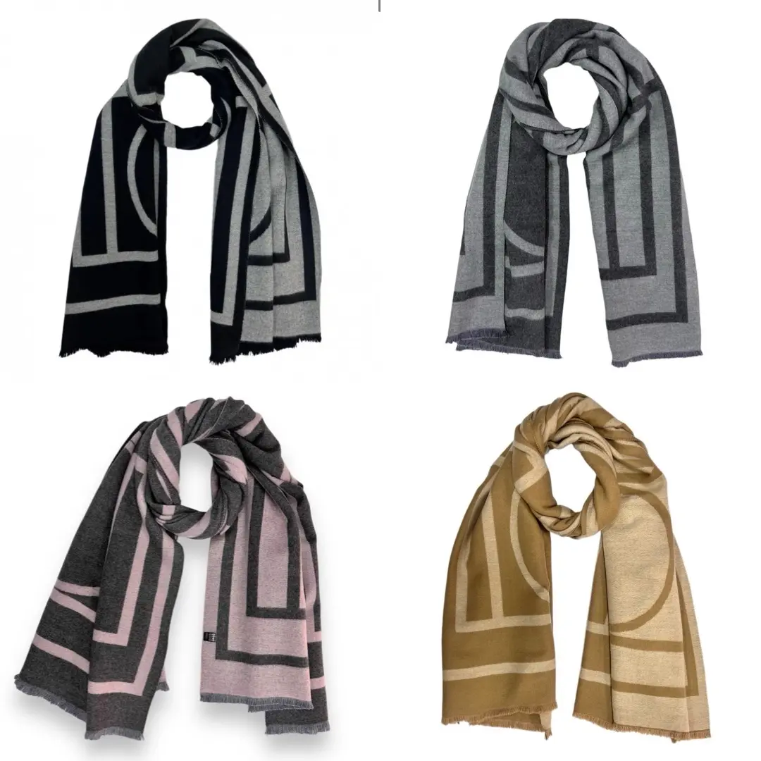 Women's Cashmere Mix Geometric Print Scarf in 4 Colours - Fashion Accessory - RRP £35