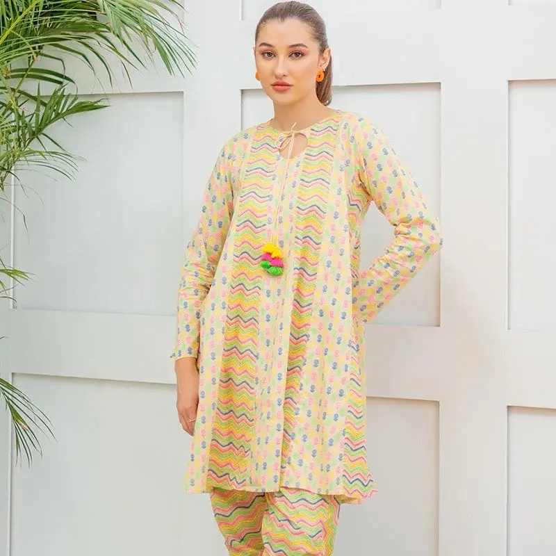 WEAR EGO READY MADE DESIGNER ORIGINAL LADIES 2 PIECE BEIGE WAVY DRESS TULIP SALWAR KAMEEZ WOMENSWEAR WEDDING WEAR EID CLOTHES TRENDING PAKISTANI FASHION KURTA TROUSERS