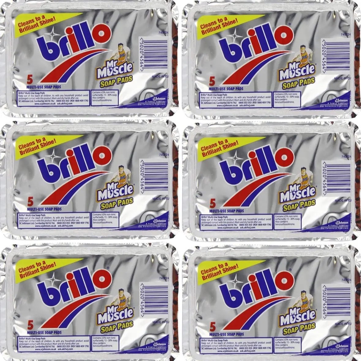 Mr Muscle Brillo Soap Pads - Household Cleaning Supplies Sponges for Dish Washing