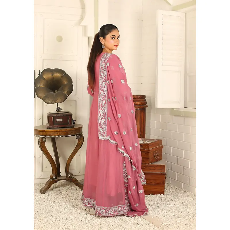 Mother & Daughter Ready to Wear Chiffon Maxi Dress Pink D-301 | Shop Pakistani Dresses 6
