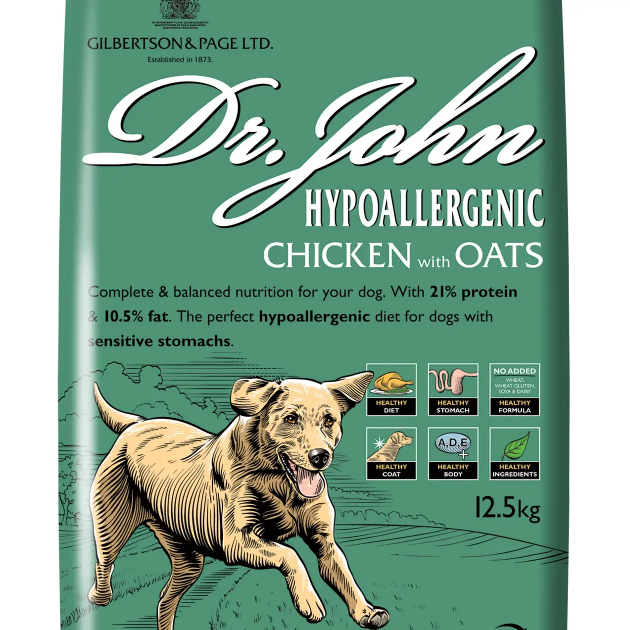 Dr John Wheat-Free Hypoallergenic Dry Dog Food - Chicken with Rice Dog Food 12.5kg - Complete Nutrition for Adult and Senior Dogs with Sensitive Digestion