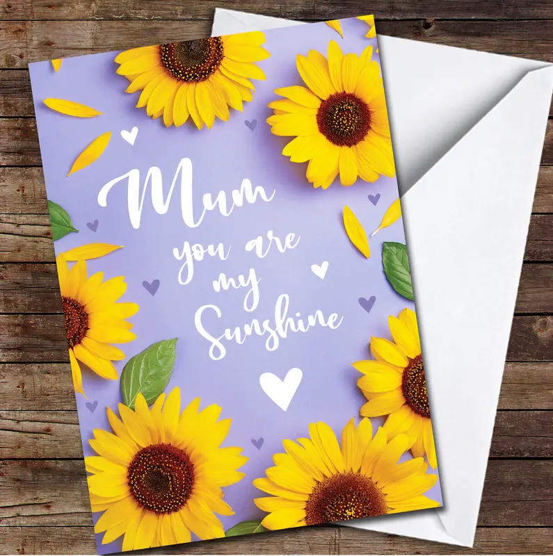 Mum You Are My Sunshine Sunflowers Personalised Mother's Day Card - Personalised Card, Custom Card, Greetings Card 0