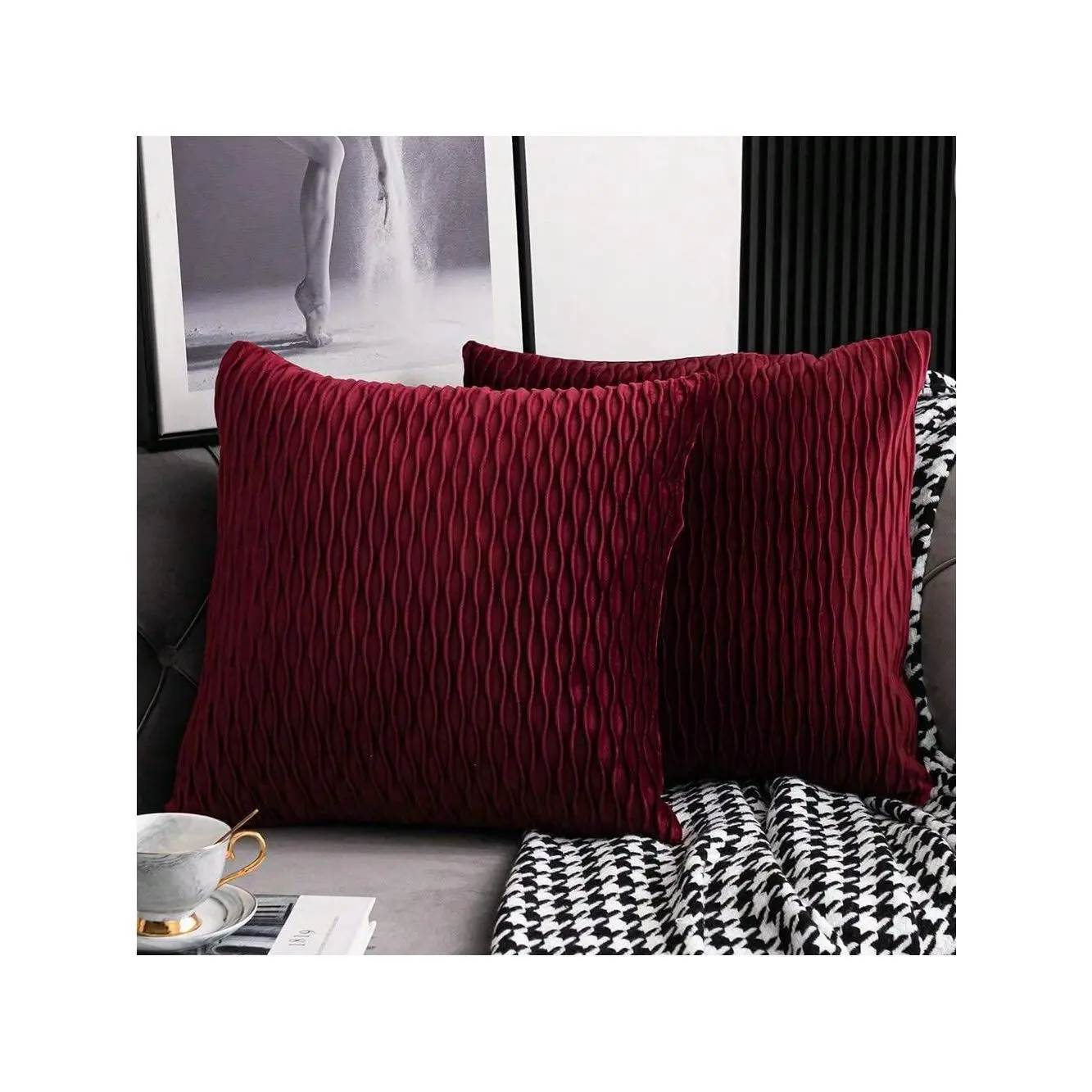 1pc Velvet Wave Striped Pillowcase, Square Cushion Cover, Holiday Home Decorative Pillow Cover, Soft & Comfortable Fabric, Modern Sofa Decoration, Suitable For Home Bedroom And Dormitory Use