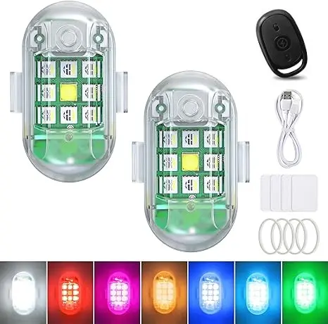 Wireless Car Strobe Lights with Remote Cool LED Flash Lamp Anti-Collision Drone Light 7 Color Warning Taillight for Car Aircraft Scooter Bike Motorcycle Night Warning Lights 6
