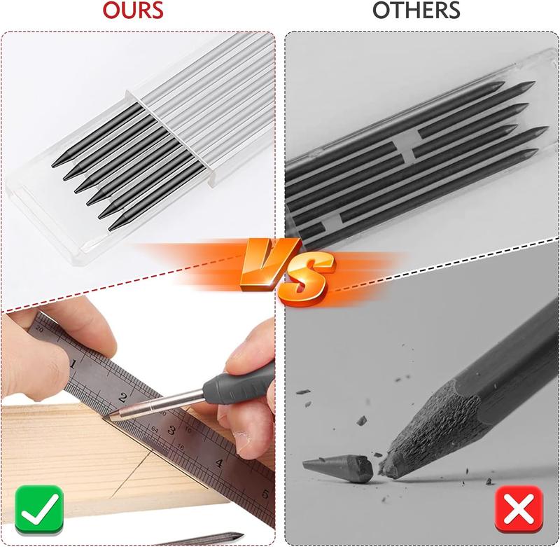 Product Introduction of 36Pcs Pencil Refills for Carpenter Pencils, 2.8mm Solid Refills Compatible with Tracer/Pica Pencils, Long Head Deep Hole Marker Pencil Lead Refills for... marker  refills 5