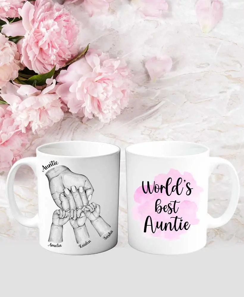 World's Best Auntie Personalised Coffee Mug Tea Custom Cup Double Sided Mother's Day Gift Nanna, Mum, Godmother Our Team Drink Drinkware Ceramic Washable Printed Tumbler Reusable Christmas Reuse mothers cute