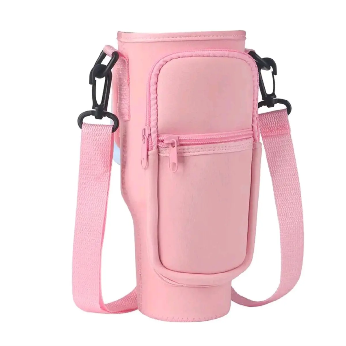 Water Drink Quencher Bags With Pockets Removable Strap in Pink, Blue Fade, Black, Cream White Bottles Drinkware