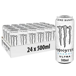 Monster Energy Ultra White 500ml Sugar Free - Pack of 24 - High Energy Sports Drink for Quick Pick Me Up