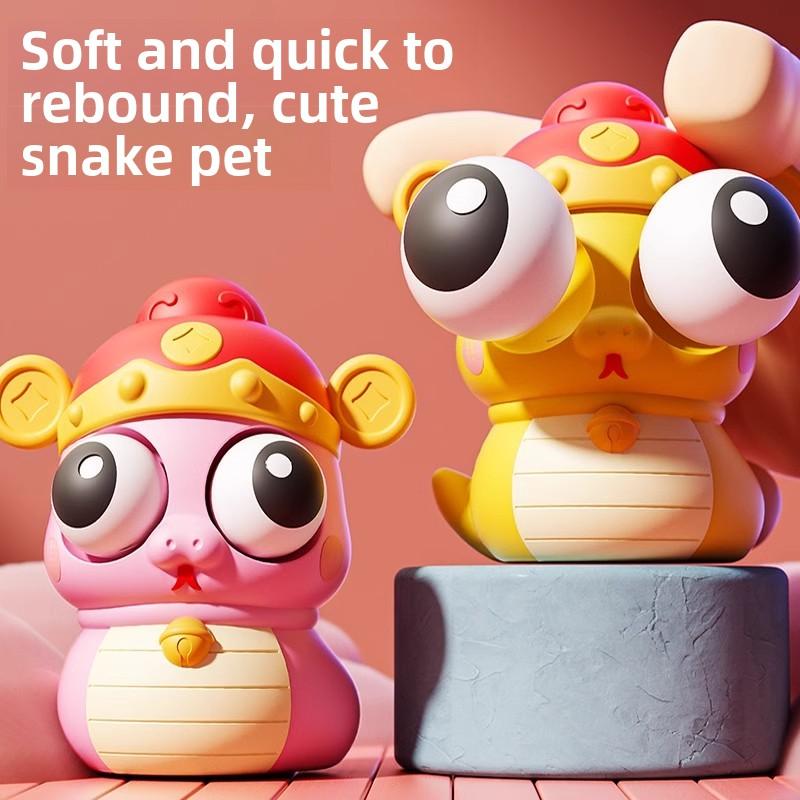 Product Introduction of 2 dollor 2025 Year of the Snake Explosive God of Wealth Snake Treasure Explosive Eye Pinching Le Staring Eye Toy 3
