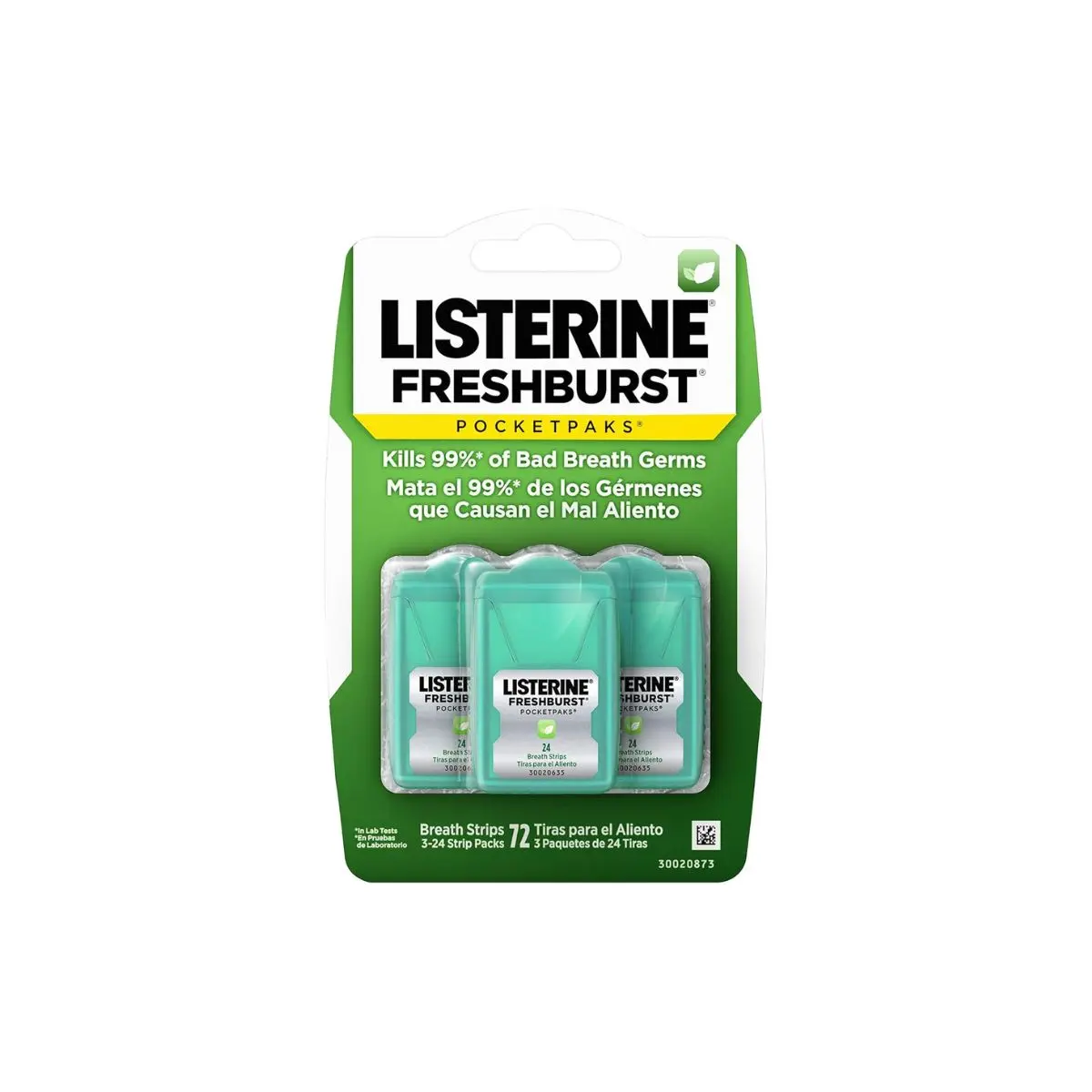 Listerine Freshburst Pocketpaks Breath Strips, Dissolving Breath Freshener Strips Kill 99% of Germs that Cause Bad Breath, Portable for On-the-Go, Minty Flavor, 24-strips (Pack of 1) Oral Spearmint