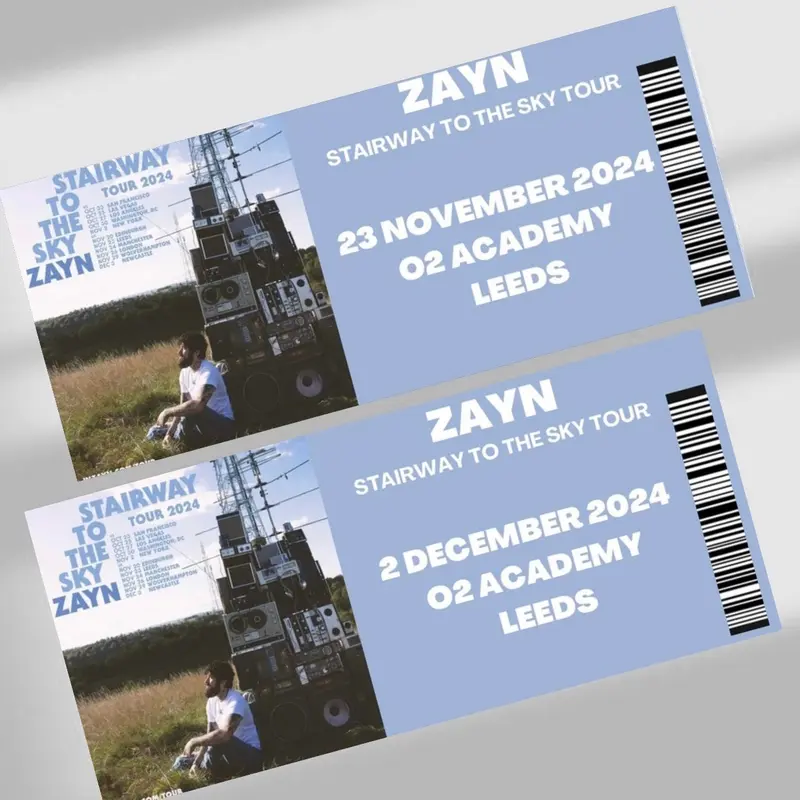 Zayn Stairway To The Sky tour inspired souvenir tickets 0
