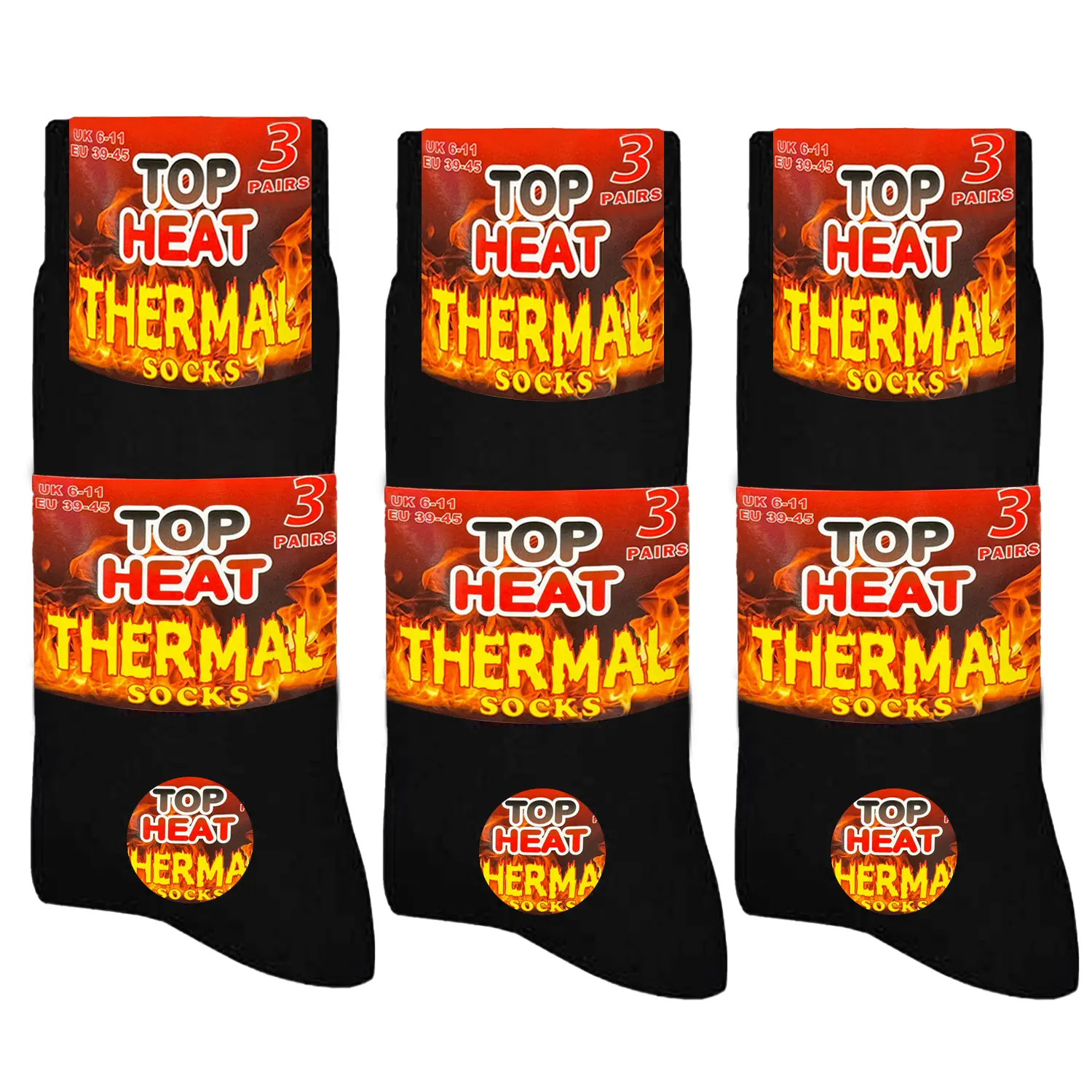 3 Pairs Multipack Menswear Extra Thick Warm Thermal Socks Black Heated Boot Socks Warmer Outdoor Cotton Day