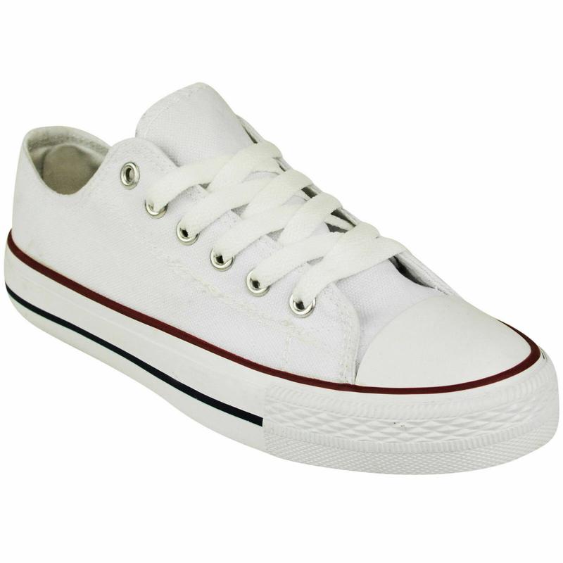LADIES WOMENS FLAT GIRLS PLIMSOLLS PUMPS TRAINERS LACE UP CANVAS SHOES TRAINERS Footwear Walking Shoes 2