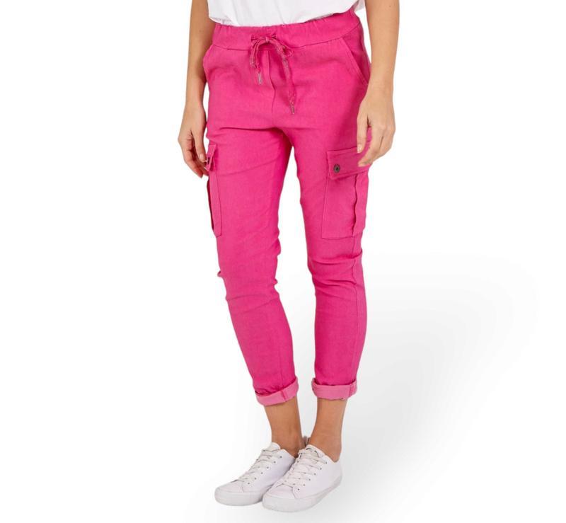 Women's Plain Combat Magic Cargo Stretchy Pants Ladies Italian Utility Pocket Joggers 3