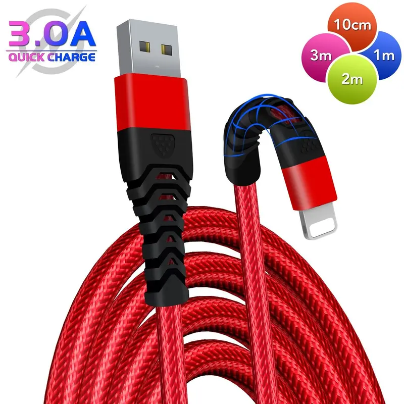 iPhone Charger Cable Heavy Duty Braided Long USB Fast Charger Cable Lead For iPhone 14 13 12 11 X 7 8 Charging Sync Connector Devices Smartphone Electronic charging cable lighning cable superfast cable iphone  x 4