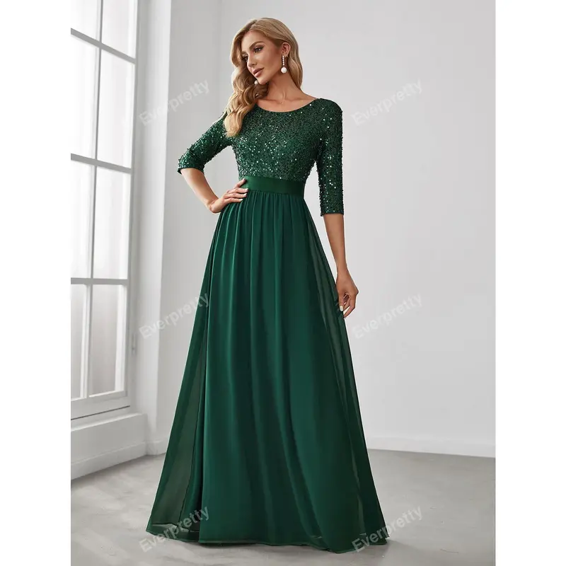EVER-PRETTY Contrast Sequin Bodice Chiffon Prom Evening Dress, Formal Gown, For Wedding Guest, Graduation, Dinner 4