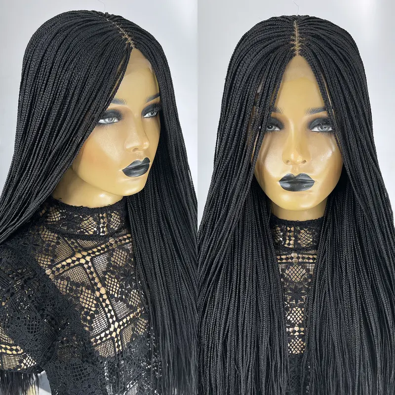 Micro Box Braided Wig - Micro Braids Wig - Braided Wigs for Women - #1b 1
