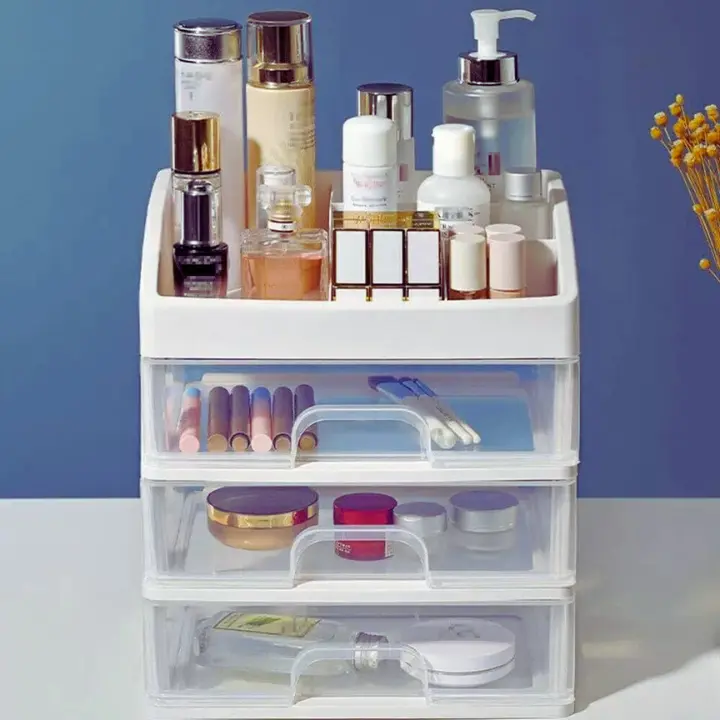 Multi-Function Organizer Make Up Case Cosmetic Storage Box Organizer 4 teirs Trasparent Jewelry Tray Vanity