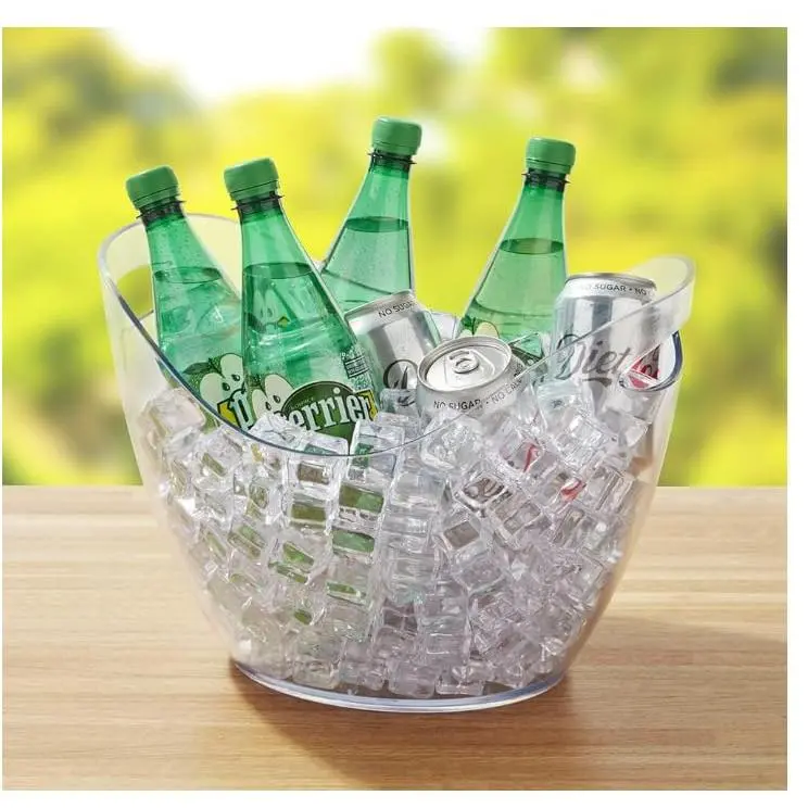 7L Ice Storage Bucket Capri Clear Plastic Beverages Cooler Tub Handles Wine Bar 8