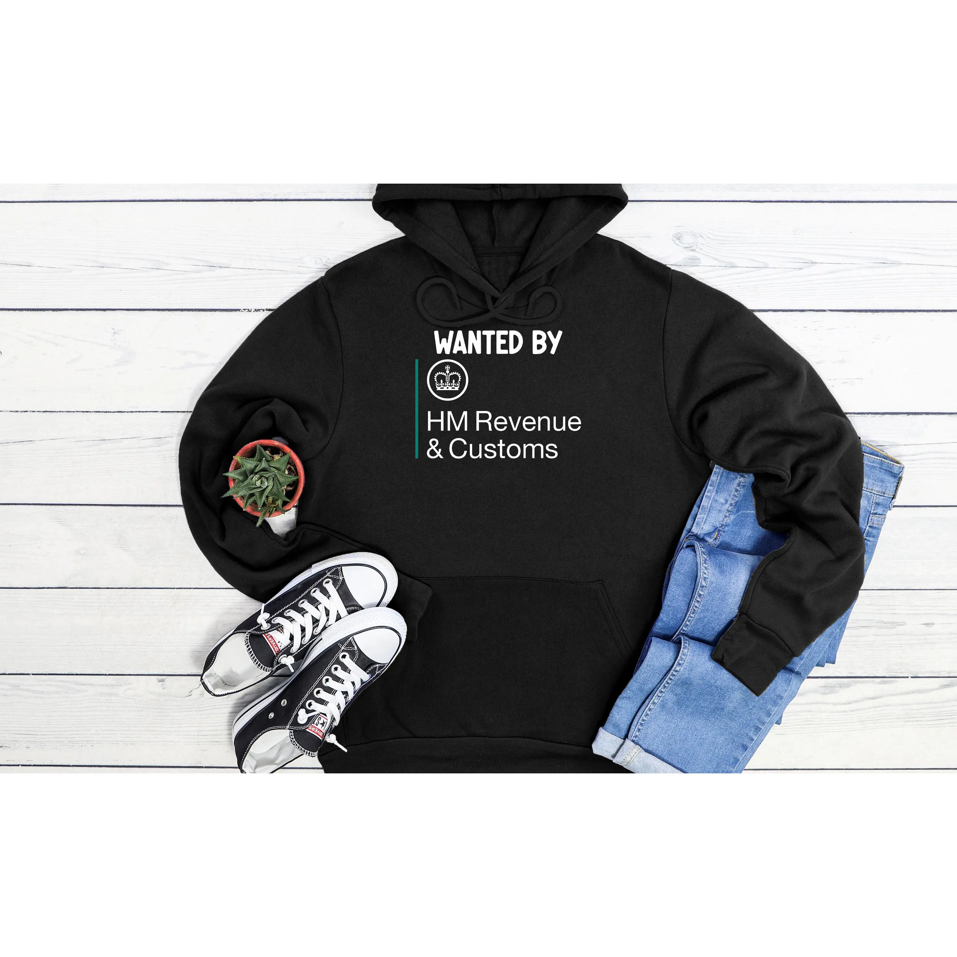 Wanted By HMRC Funny Humorous Wanted By HM Revenue & Customs  Men Women Unisex Hoodie Black Grey